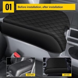 AOMSAZTO Black Heightening Armrest Pad for F150 2015-2020