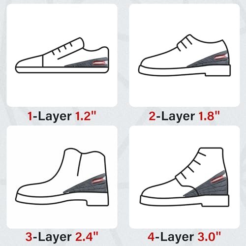Height Increase Insoles: 3-Layer Air Shoe Lifts - 2.4”