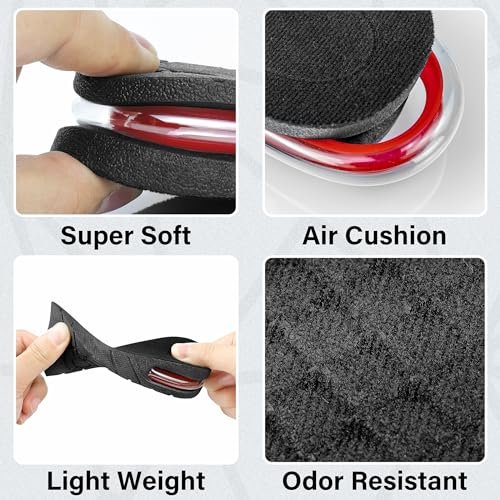 Height Increase Insoles: 3-Layer Air Shoe Lifts - 2.4”